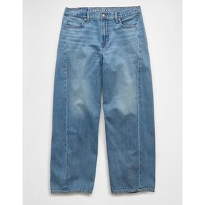 American Eagle Dreamy Drape Strigid Barrel Jeans 18 Light Wash Curved Leg